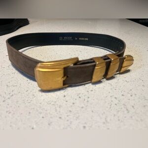 Escada brown suede belt gold hardware rare